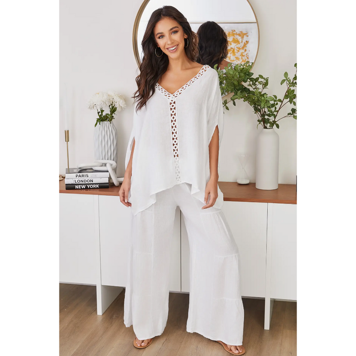 Linen Tiered Palazzo Pant