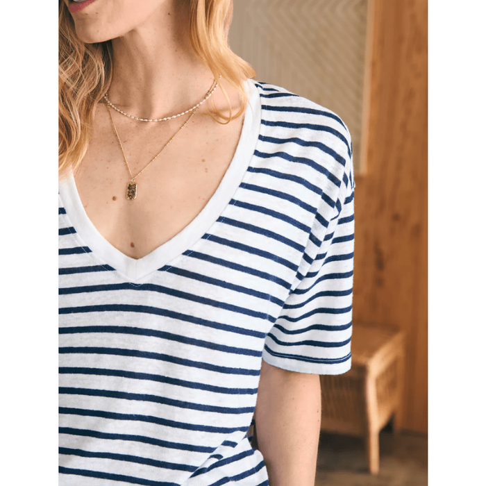 Faherty Oceanside Linen V Neck Tee Shirts & Tops Parts and Labour Hood River Oregon Clothing Store
