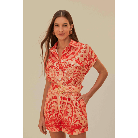 Farm Rio Jaipur Red Romper Dresses & Jumpsuits Parts and Labour Hood River Oregon Clothing Store