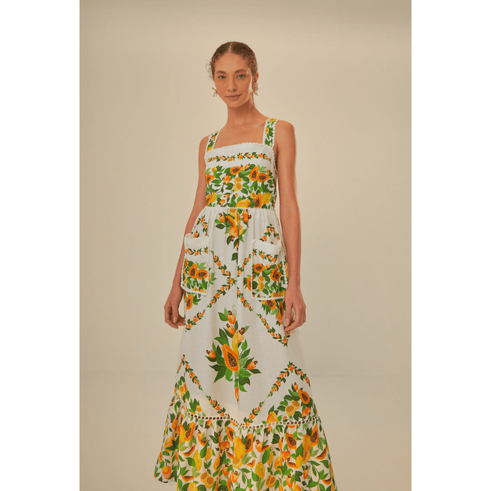 Farm Rio Off-White Papaya Salad Scarf Maxi Dress Dresses & Jumpsuits Parts and Labour Hood River Oregon Clothing Store