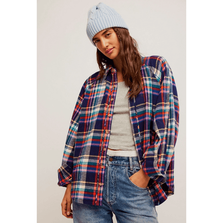 Free People Girl Meets Boy Plaid Shirt Shirts & Tops Parts and Labour Hood River Oregon Clothing Store