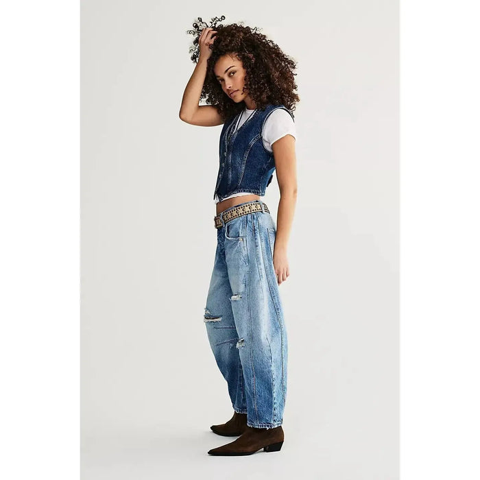 Free People Good Luck Mid-Rise Barrel Jeans Denim Parts and Labour Hood River Oregon Clothing Store