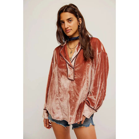 Free People Luxy Solid Velvet Shirt Shirts & Tops Parts and Labour Hood River Oregon Clothing Store