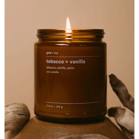 gold + ivy Tobacco + Vanilla Soy Candle 7.5 OZ Apothecary Parts and Labour Hood River Oregon Clothing Store