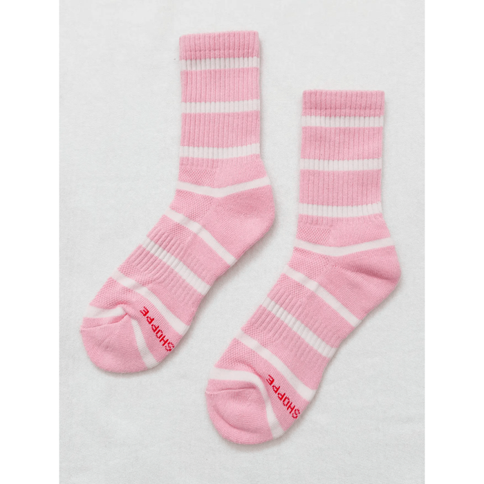 Le Bon Shoppe Striped Boyfriend Socks Pink White Stripe / ONESIZE Accessories Parts and Labour Hood River Oregon Clothing Store